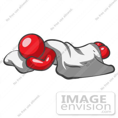 #37293 Clip Art Graphic of a Red Guy Character Sleeping by Jester Arts
