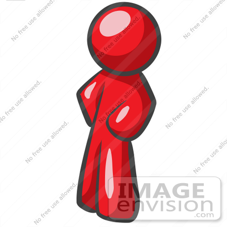 #37295 Clip Art Graphic of a Red Guy Character Standing With His Hands on His Hips by Jester Arts