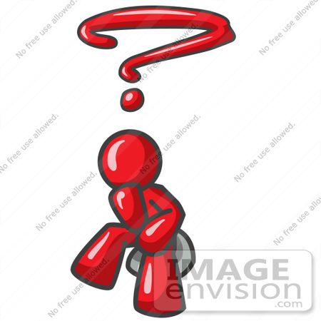 #37324 Clip Art Graphic of a Red Guy Character Wondering by Jester Arts