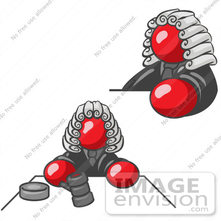 #37369 Clip Art Graphic of a Red Guy Character Judge by Jester Arts