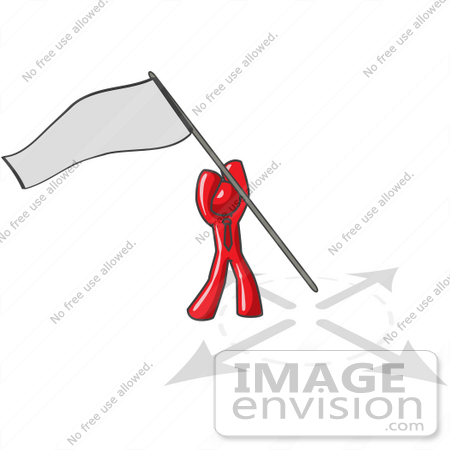 #37387 Clip Art Graphic of a Red Guy Character Claiming Territory by Jester Arts