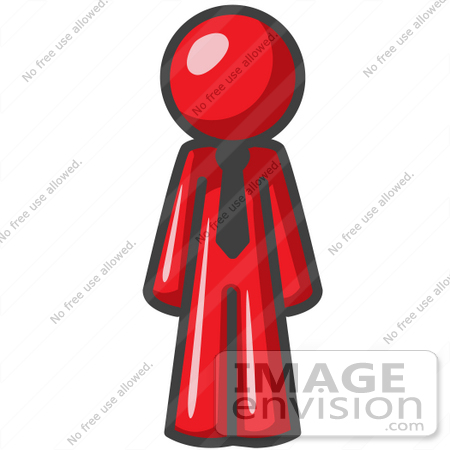 #37411 Clip Art Graphic of a Red Guy Character Wearing a Tie by Jester Arts