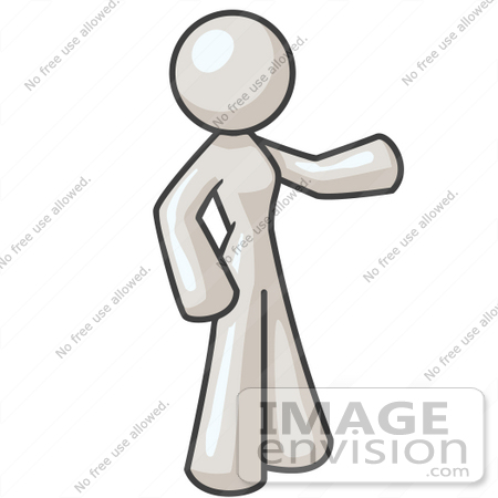 #37425 Clip Art Graphic of a White Lady Character Pointing by Jester Arts