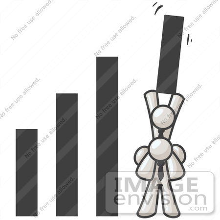 #37437 Clip Art Graphic of White Guy Characters in a Bar Graph by Jester Arts