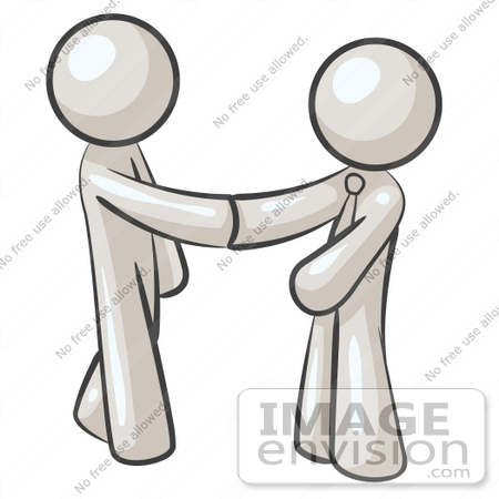 #37438 Clip Art Graphic of White Guy Characters Shaking Hands by Jester Arts