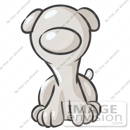 #37443 Clip Art Graphic of a White Puppy Dog by Jester Arts