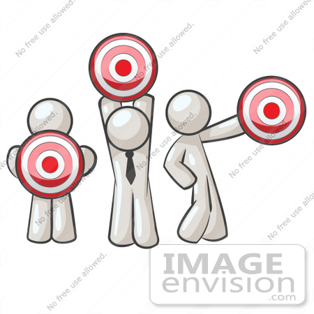 #37451 Clip Art Graphic of White Guy Characters Holding Targets by Jester Arts