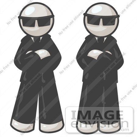 #37453 Clip Art Graphic of White Guy Characters Guarding an Entrance by Jester Arts