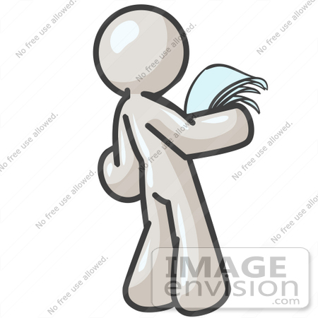 #37460 Clip Art Graphic of a White Guy Character Reading a Letter by Jester Arts