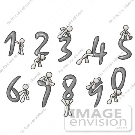 #37461 Clip Art Graphic of a White Guy Character With Numbers by Jester Arts