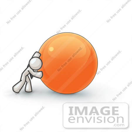 #37468 Clip Art Graphic of a White Guy Character Pushing a Ball by Jester Arts
