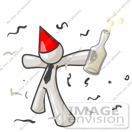 #37472 Clip Art Graphic of a White Guy Character Partying by Jester Arts