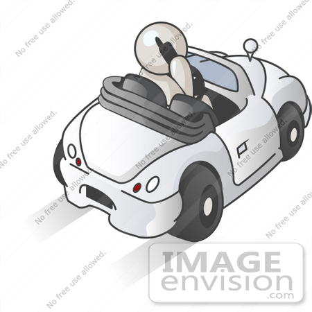 #37480 Clip Art Graphic of a White Guy Character Talking on a Phone and Driving by Jester Arts