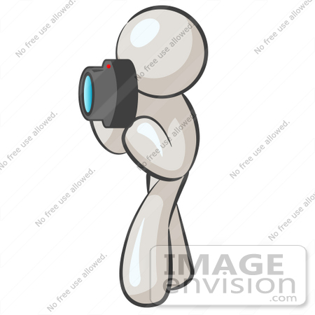 #37482 Clip Art Graphic of a White Guy Character Taking Pictures by Jester Arts