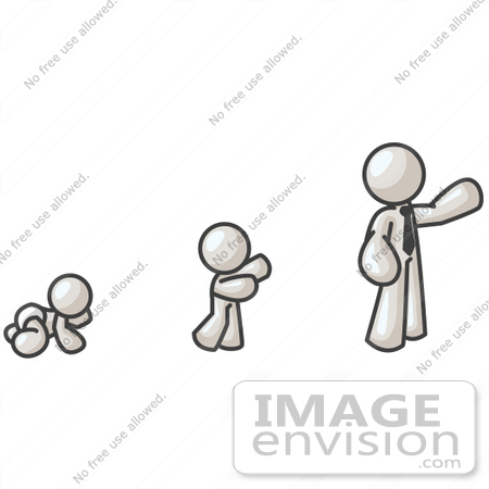 #37483 Clip Art Graphic of a White Guy Character Growing From a Baby to a Man by Jester Arts
