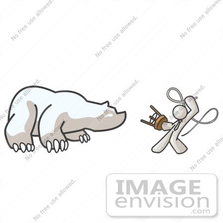 #37484 Clip Art Graphic of a White Guy Character Taming a Bear by Jester Arts