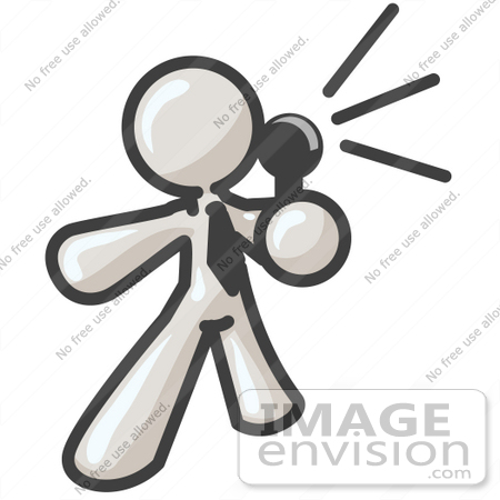 #37486 Clip Art Graphic of a White Guy Character Speaking With a Microphone by Jester Arts