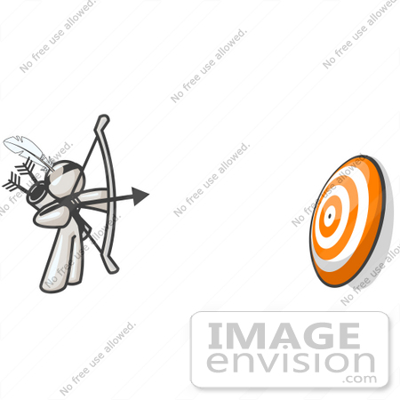 #37489 Clip Art Graphic of a White Guy Character Shooting Arrows by Jester Arts