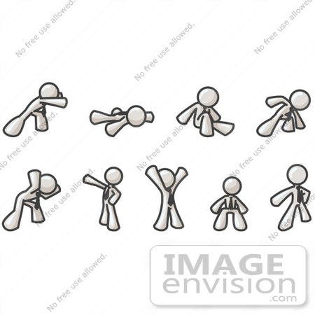 #37495 Clip Art Graphic of a White Guy Character in Different Poses by Jester Arts