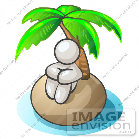 #37498 Clip Art Graphic of a White Guy Character on an Island by Jester Arts