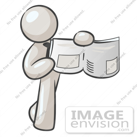 #37500 Clip Art Graphic of a White Guy Character Showing an Open Book by Jester Arts