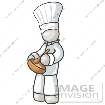 #37506 Clip Art Graphic of a White Guy Character Chef Stirring Ingredients by Jester Arts