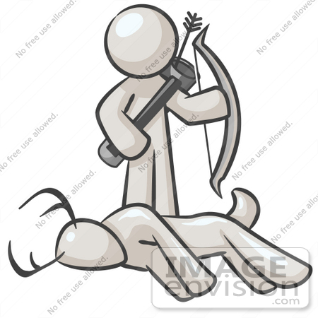 #37510 Clip Art Graphic of a White Guy Character Hunting Deer by Jester Arts