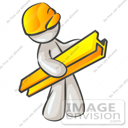 #37516 Clip Art Graphic of a White Guy Character Carrying a Beam by Jester Arts