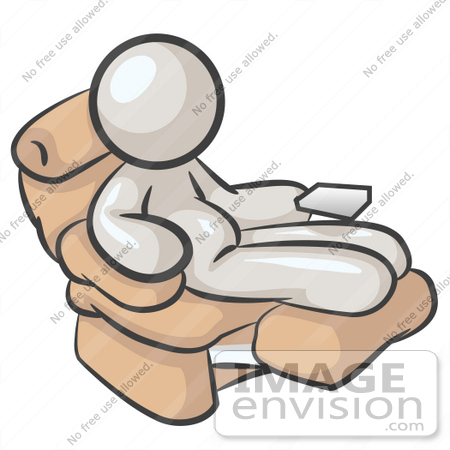 #37520 Clip Art Graphic of a Chubby White Guy Character Sitting in a Lazy Chair by Jester Arts