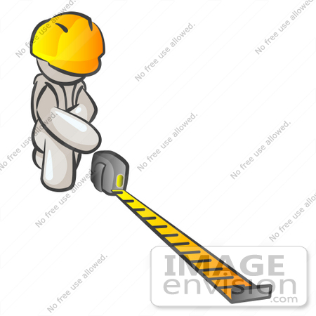 #37529 Clip Art Graphic of a White Guy Character Measuring by Jester Arts