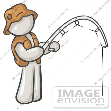 #37537 Clip Art Graphic of a White Guy Character Fishing by Jester Arts