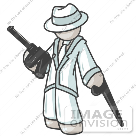 #37548 Clip Art Graphic of a White Guy Character Holding a Gun by Jester Arts