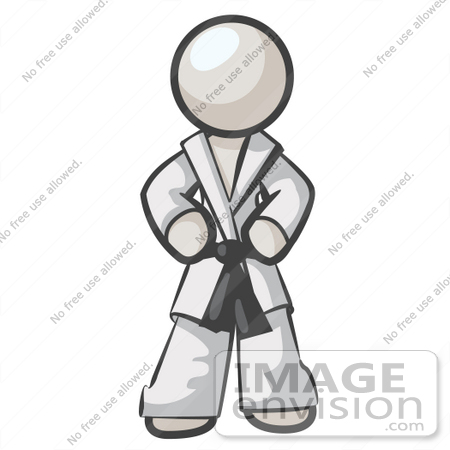 #37559 Clip Art Graphic of a White Guy Character in a Karate Suit by Jester Arts