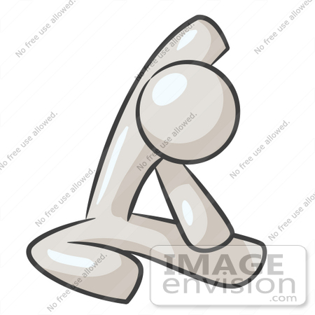 #37562 Clip Art Graphic of a White Guy Character Stretching by Jester Arts