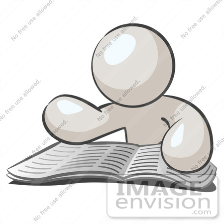 #37563 Clip Art Graphic of a White Guy Character Reading by Jester Arts