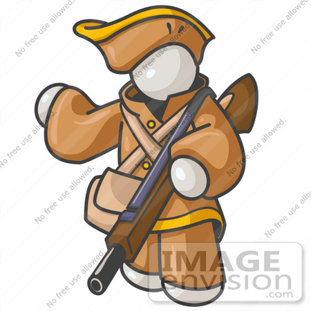#37566 Clip Art Graphic of a White Guy Character Hunting With a Rifle by Jester Arts