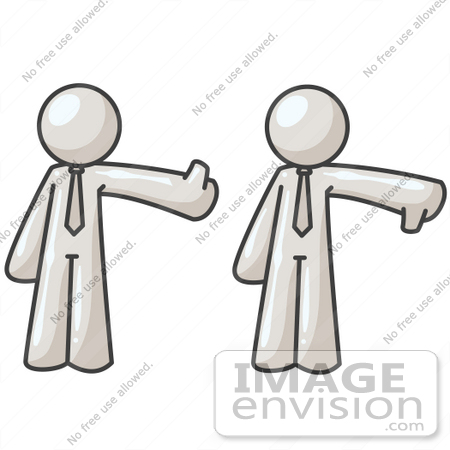 #37570 Clip Art Graphic of a White Guy Character Giving the Tumbs up and Down by Jester Arts