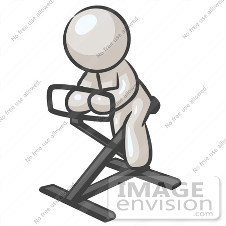 #37573 Clip Art Graphic of a White Guy Character Exercising on a Stationary Bike by Jester Arts