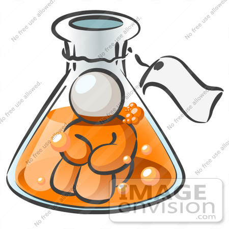 #37577 Clip Art Graphic of a White Guy Character in a Laboratory Flask by Jester Arts