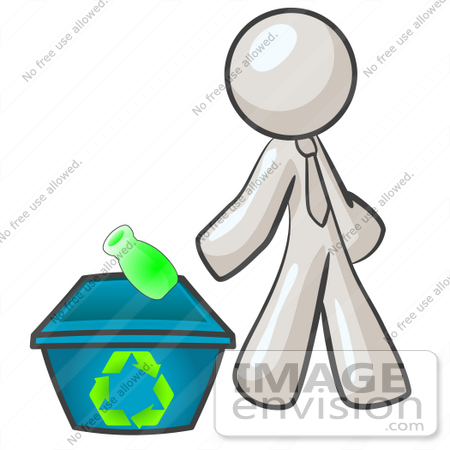 #37586 Clip Art Graphic of a White Guy Character Recycling by Jester Arts
