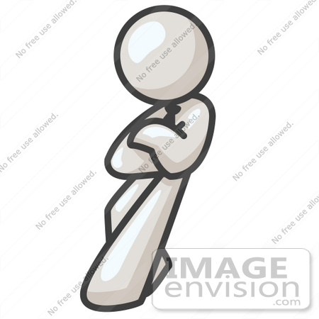 #37604 Clip Art Graphic of a White Guy Character Leaning by Jester Arts