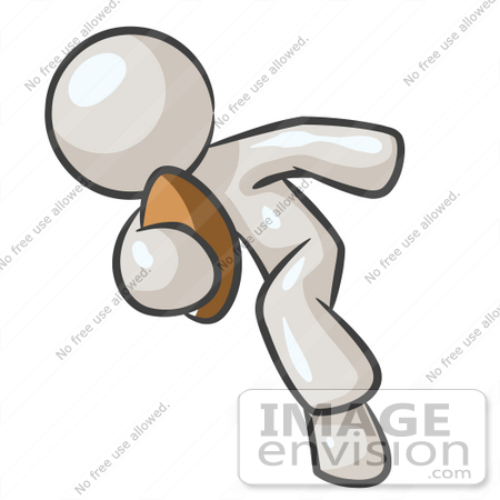 #37607 Clip Art Graphic of a White Guy Character Playing Football by Jester Arts
