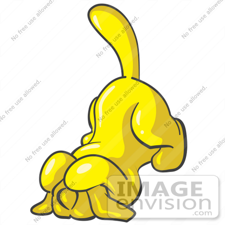 #37697 Clip Art Graphic of a Yellow Dog Cowering by Jester Arts