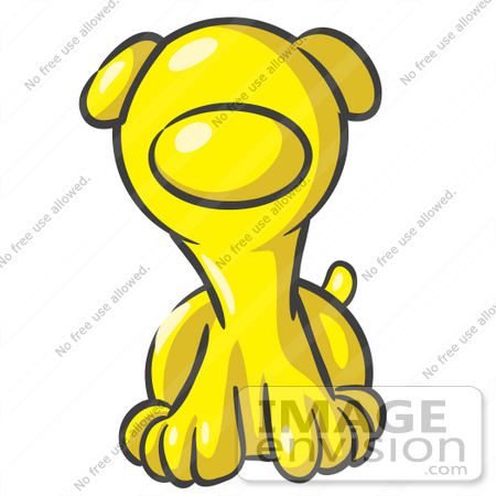 #37712 Clip Art Graphic of a Yellow Puppy Dog by Jester Arts