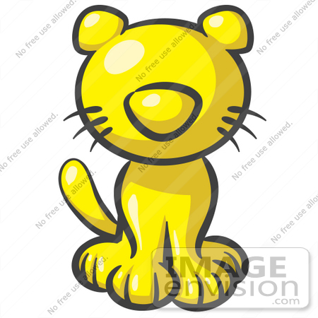 #37714 Clip Art Graphic of a Yellow Kitty Cat by Jester Arts