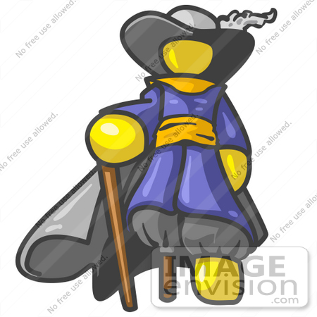 #37729 Clip Art Graphic of a Yellow Guy Character Pirate by Jester Arts