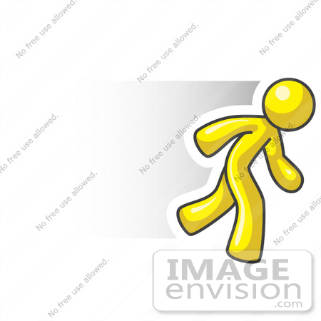 #37746 Clip Art Graphic of a Yellow Guy Character Running by Jester Arts