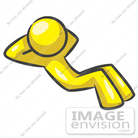 #37747 Clip Art Graphic of a Yellow Guy Character Doing Sit Ups by Jester Arts