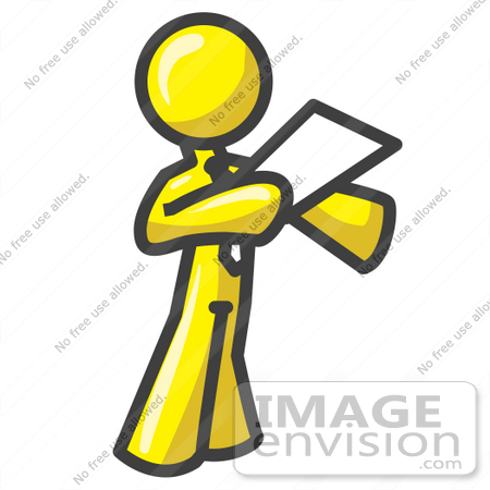 #37754 Clip Art Graphic of a Yellow Guy Character Giving a Speech by Jester Arts