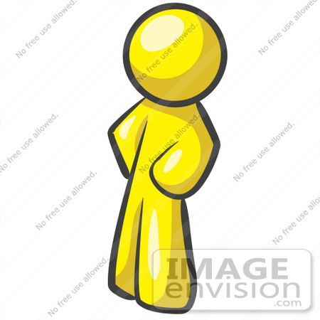 #37760 Clip Art Graphic of a Yellow Guy Character Standing With His Hands on His Hips by Jester Arts